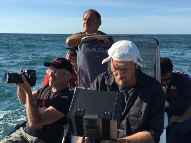 DOP Sebastian Hattop and vfx-artist Michael Paul filming boat-to-boat