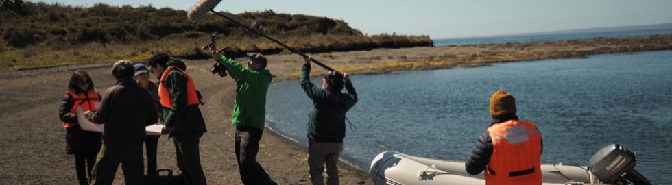 Filmcrew at the archaeological site of the first Spanish settlement in Patagonia