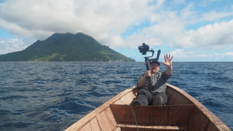 DOP Sebastian Hattop filming the Spice Islands