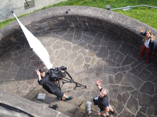 DOB Sebastian Hattop and sound man Björn Gelderman setting up an interview in Basque country
