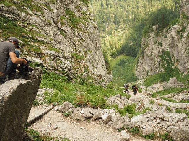 Dreharbeiten beim Aufsteig durch die Saugasse