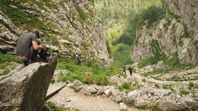 Dreharbeiten beim Aufsteig durch die Saugasse