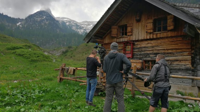 Dreharbeiten an der Brennerhütte am Funtensee